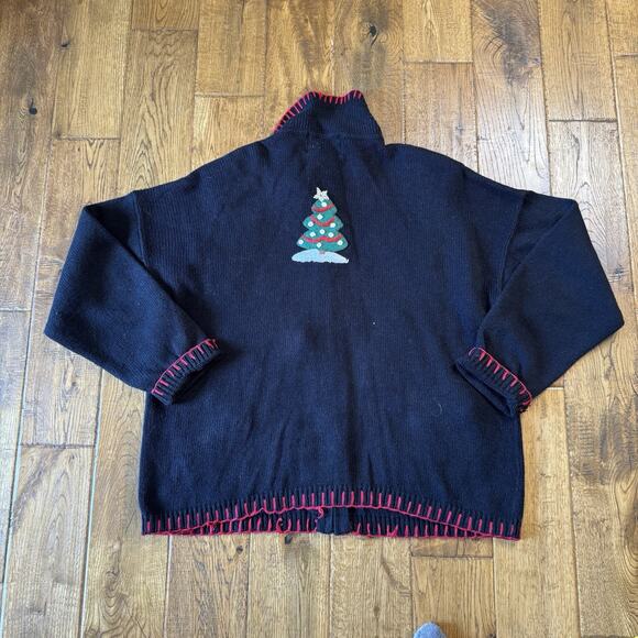 Vintage Heirloom Collectible Christmas Full Zip Sweater Women's XL Knit Snowman - Picture 6 of 6